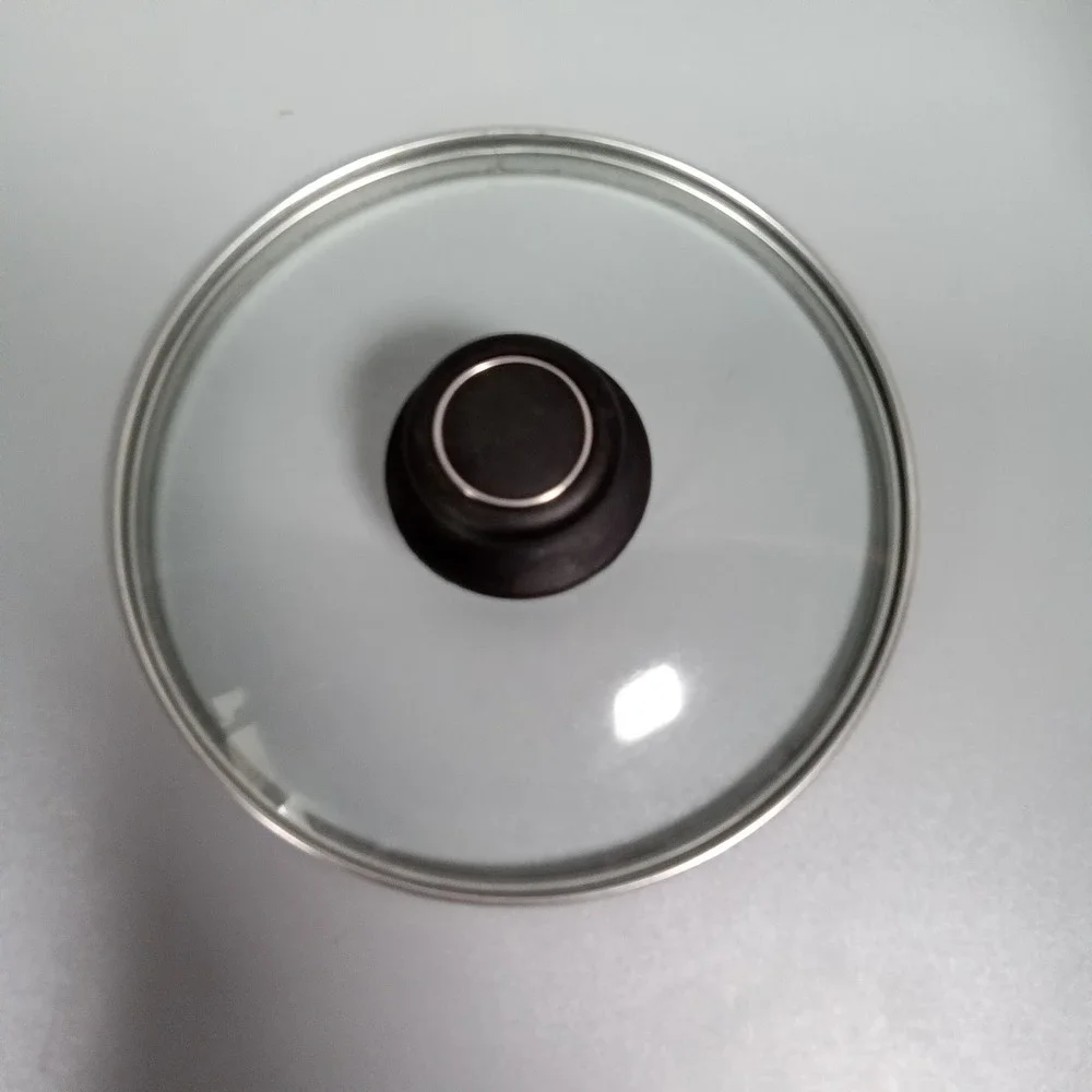 ELIM 8.25 Inch Tempered Glass Replacement‎ Lid Stainless Steel Rim Black Knob